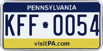 PA license plate KFF0054