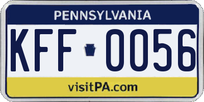 PA license plate KFF0056