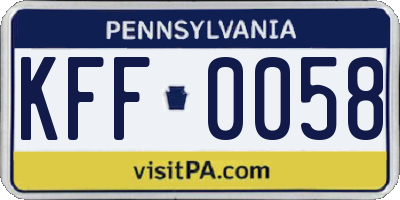 PA license plate KFF0058