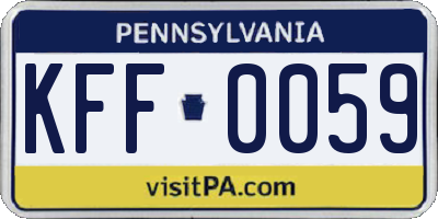 PA license plate KFF0059