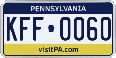 PA license plate KFF0060