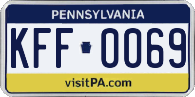 PA license plate KFF0069