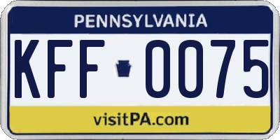 PA license plate KFF0075