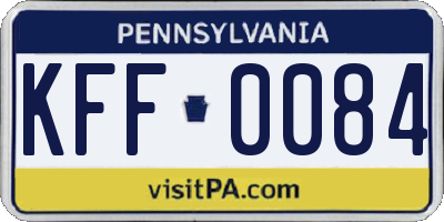 PA license plate KFF0084