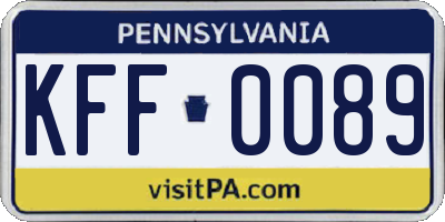 PA license plate KFF0089