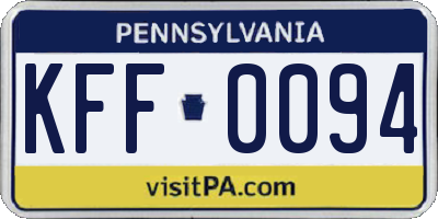 PA license plate KFF0094