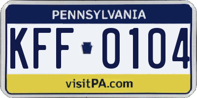 PA license plate KFF0104