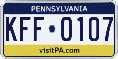 PA license plate KFF0107