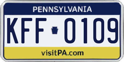 PA license plate KFF0109