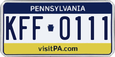 PA license plate KFF0111
