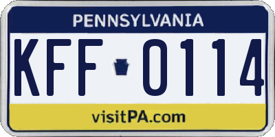 PA license plate KFF0114