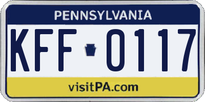 PA license plate KFF0117