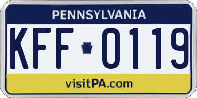 PA license plate KFF0119