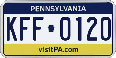 PA license plate KFF0120