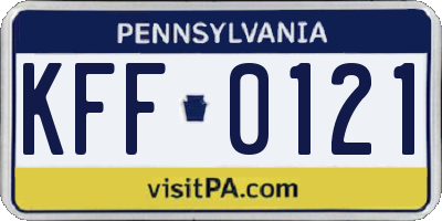 PA license plate KFF0121