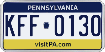 PA license plate KFF0130