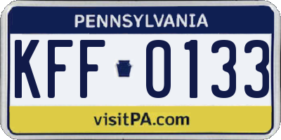 PA license plate KFF0133