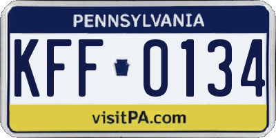 PA license plate KFF0134