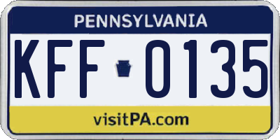 PA license plate KFF0135