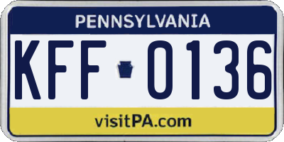 PA license plate KFF0136