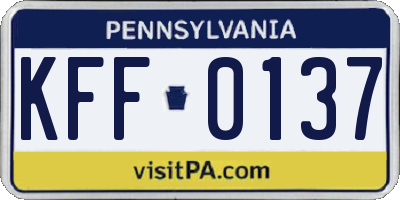 PA license plate KFF0137