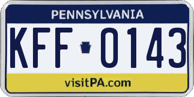 PA license plate KFF0143