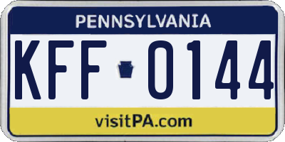 PA license plate KFF0144