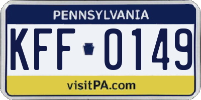 PA license plate KFF0149