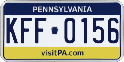 PA license plate KFF0156