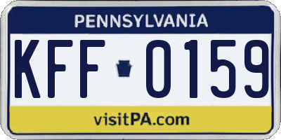 PA license plate KFF0159