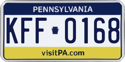 PA license plate KFF0168