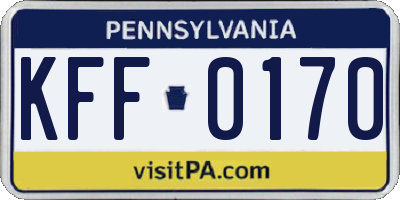 PA license plate KFF0170