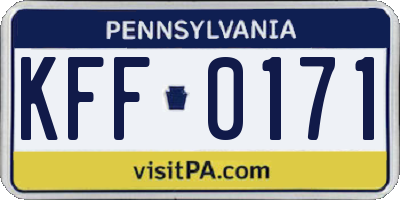 PA license plate KFF0171