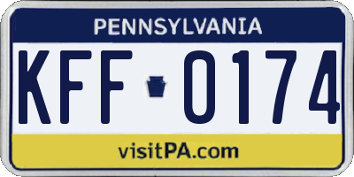 PA license plate KFF0174