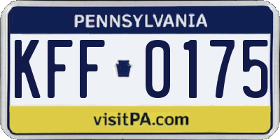 PA license plate KFF0175