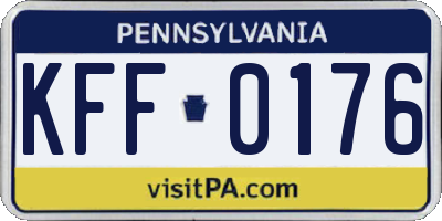 PA license plate KFF0176
