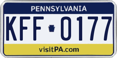 PA license plate KFF0177