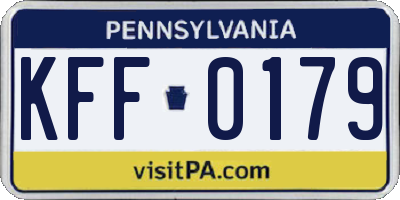 PA license plate KFF0179
