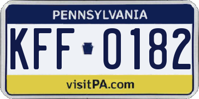 PA license plate KFF0182