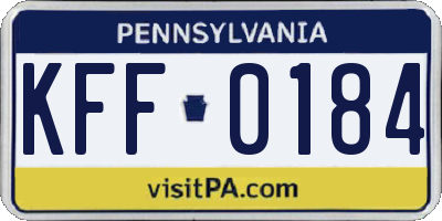 PA license plate KFF0184