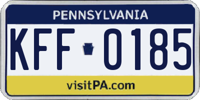 PA license plate KFF0185
