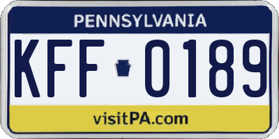 PA license plate KFF0189