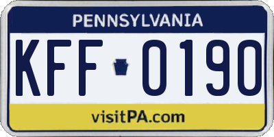 PA license plate KFF0190