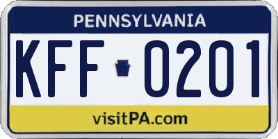 PA license plate KFF0201