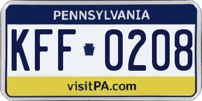 PA license plate KFF0208
