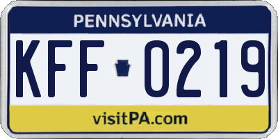 PA license plate KFF0219
