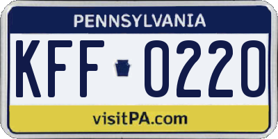 PA license plate KFF0220