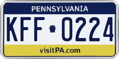 PA license plate KFF0224