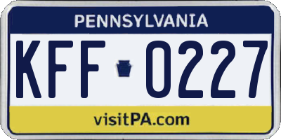 PA license plate KFF0227