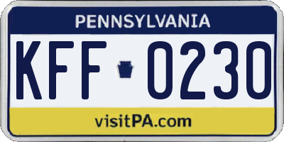 PA license plate KFF0230
